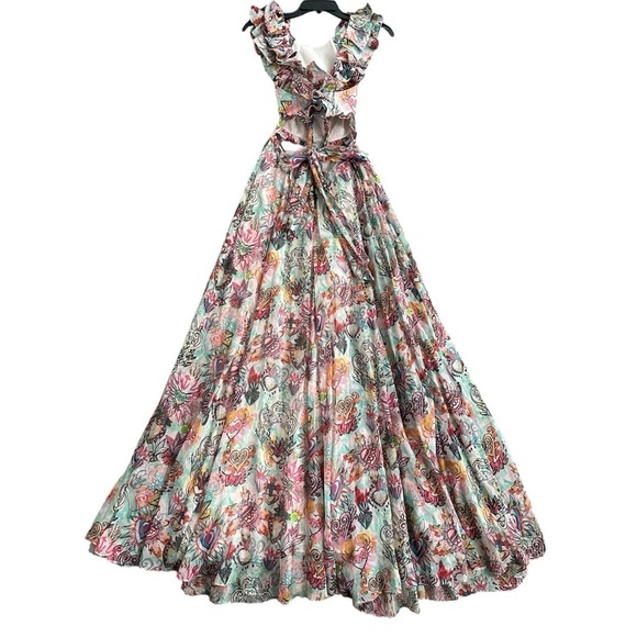 Zimmerman the Lovestruck Ruffle Maxi Dress Flaming Hearts Print size 0 | US 4 - Picture 7 of 16